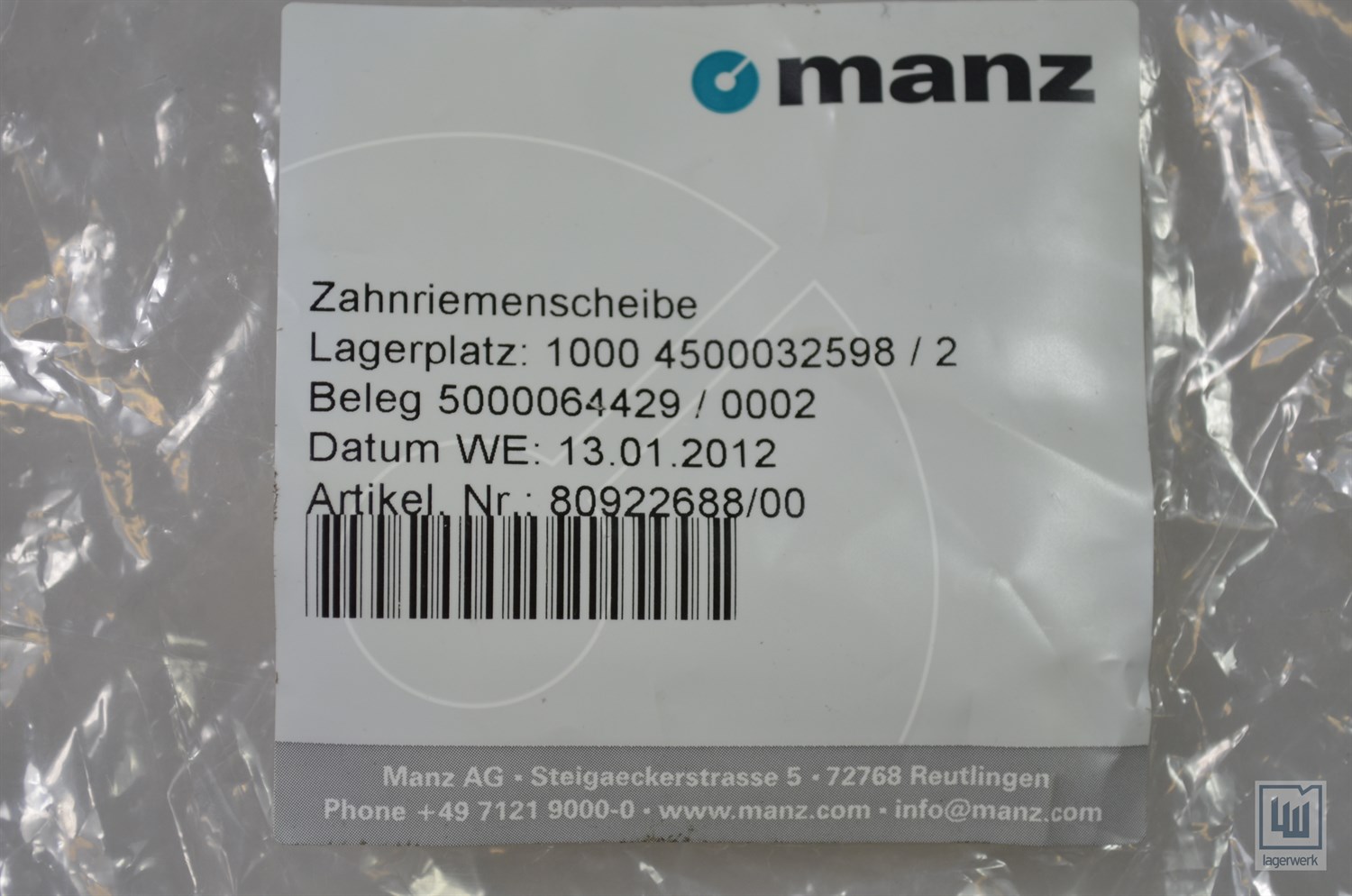 MANZ 80922803/00 NEU Zahnriemenscheibe 