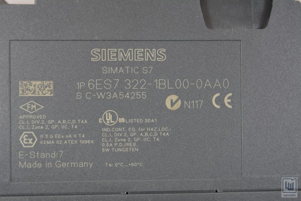 Siemens, 6ES7 322-1BL00-0AA0, SM 322, SIMATIC S7-300 Digitalbaugruppe (d.E./e.T.)