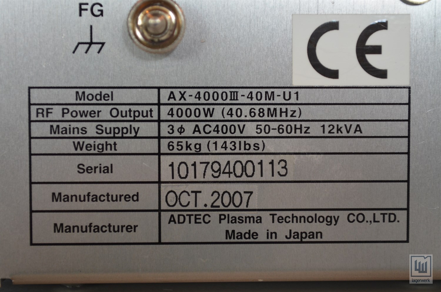 AX 4000III 40M RF Plasma Generator ADTEC AX-4000III-40M AX4000III40M 