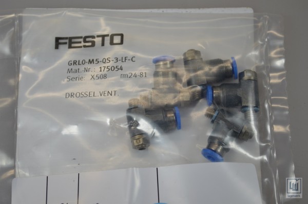 FESTO GRLO-M5-QS-3-LF-C, Drosselventil / flow control valve (1PU=5Pcs) - NEU