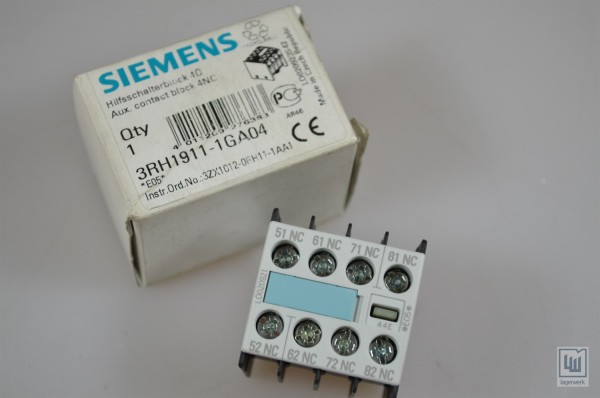 Siemens, 3RH1911-1GA04, Hilfsschalterblock / auxiliary switch block - Neu / New