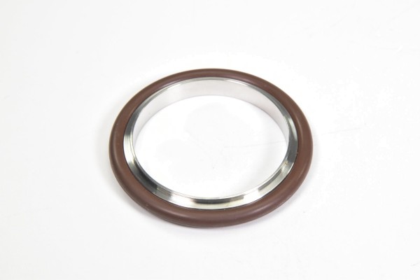 DN 50 ISO-KF, Zentrierring mit O-Ring, Edelstahl, braun