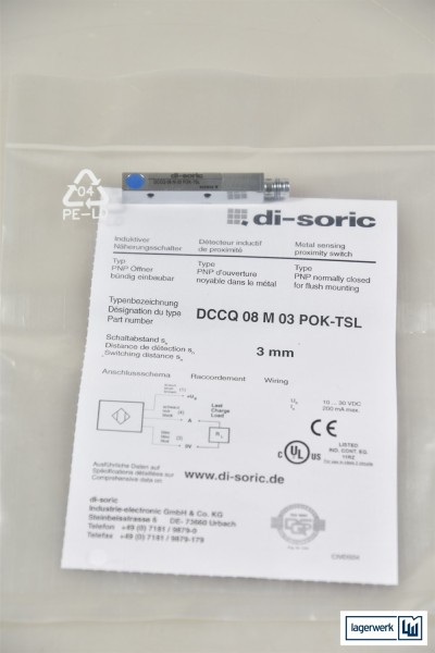 DI-SORIC DCCQ 08 M 03 POK-TSL, Induktiver Näherungsschalter - NEU